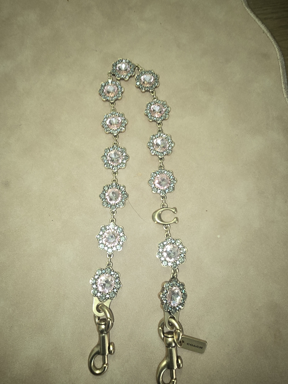 Coach Pink Crystal Floral Strap with Gold Hardware